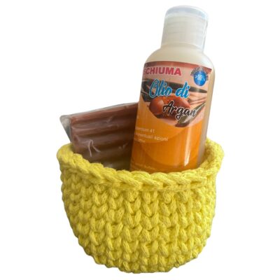 SET BAGNODOCCIA E SAPONE CON CESTINO ARTIGIANALE